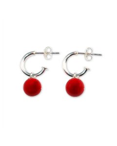 EARRINGS S/S HUGGIES RED CORAL