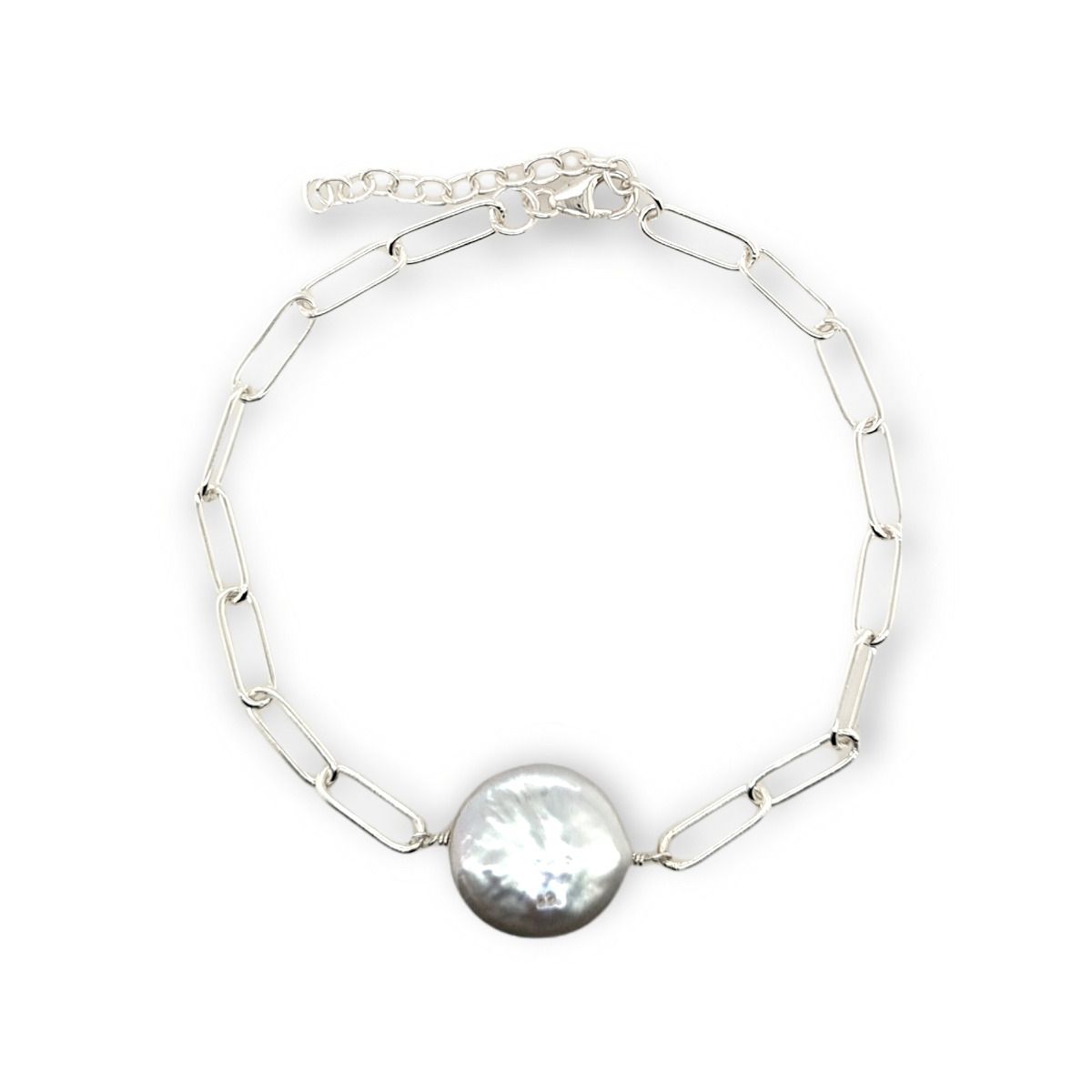 BRACELET S/S CHAIN & PEARL
