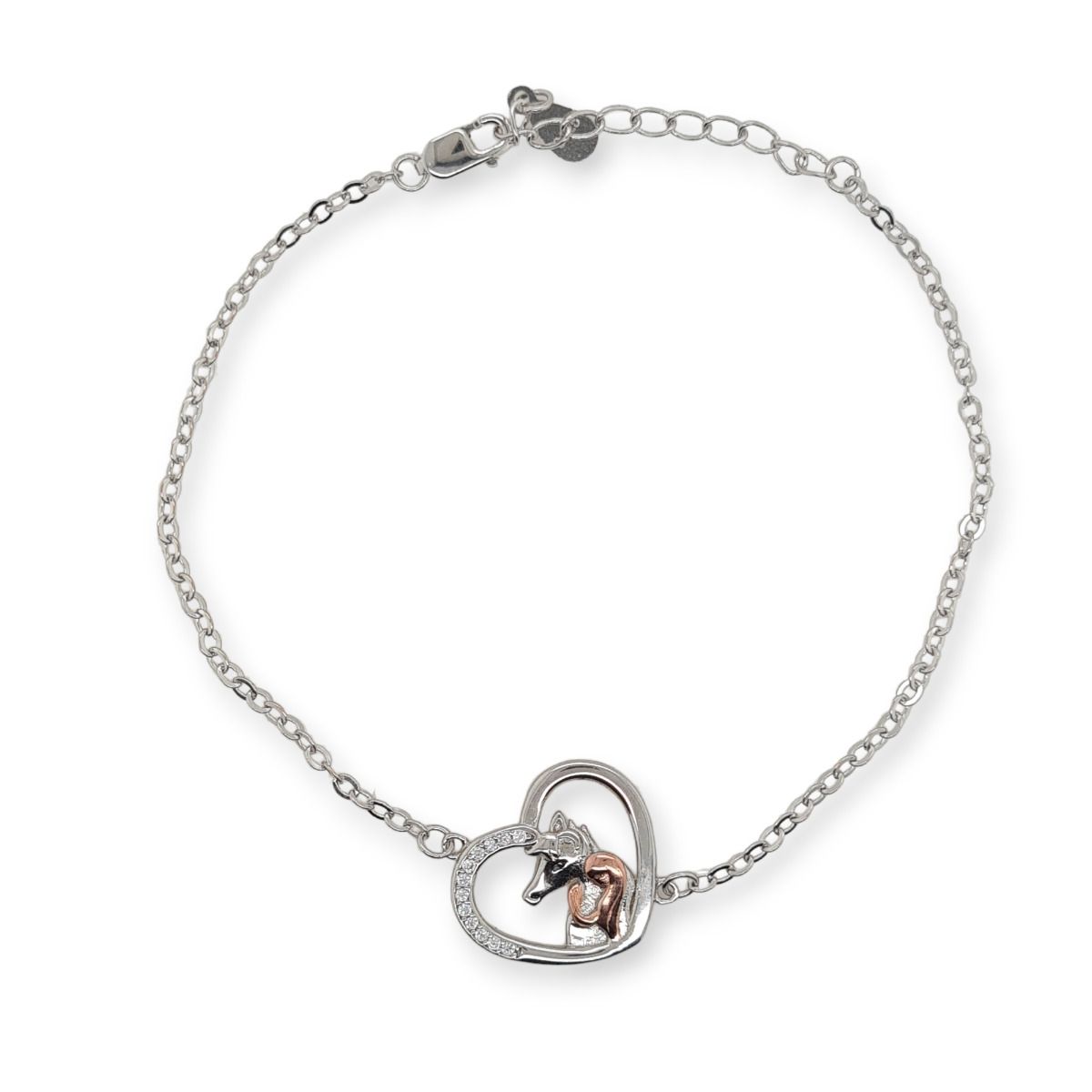 BRACELET S/S & CZ HORSE & HRT