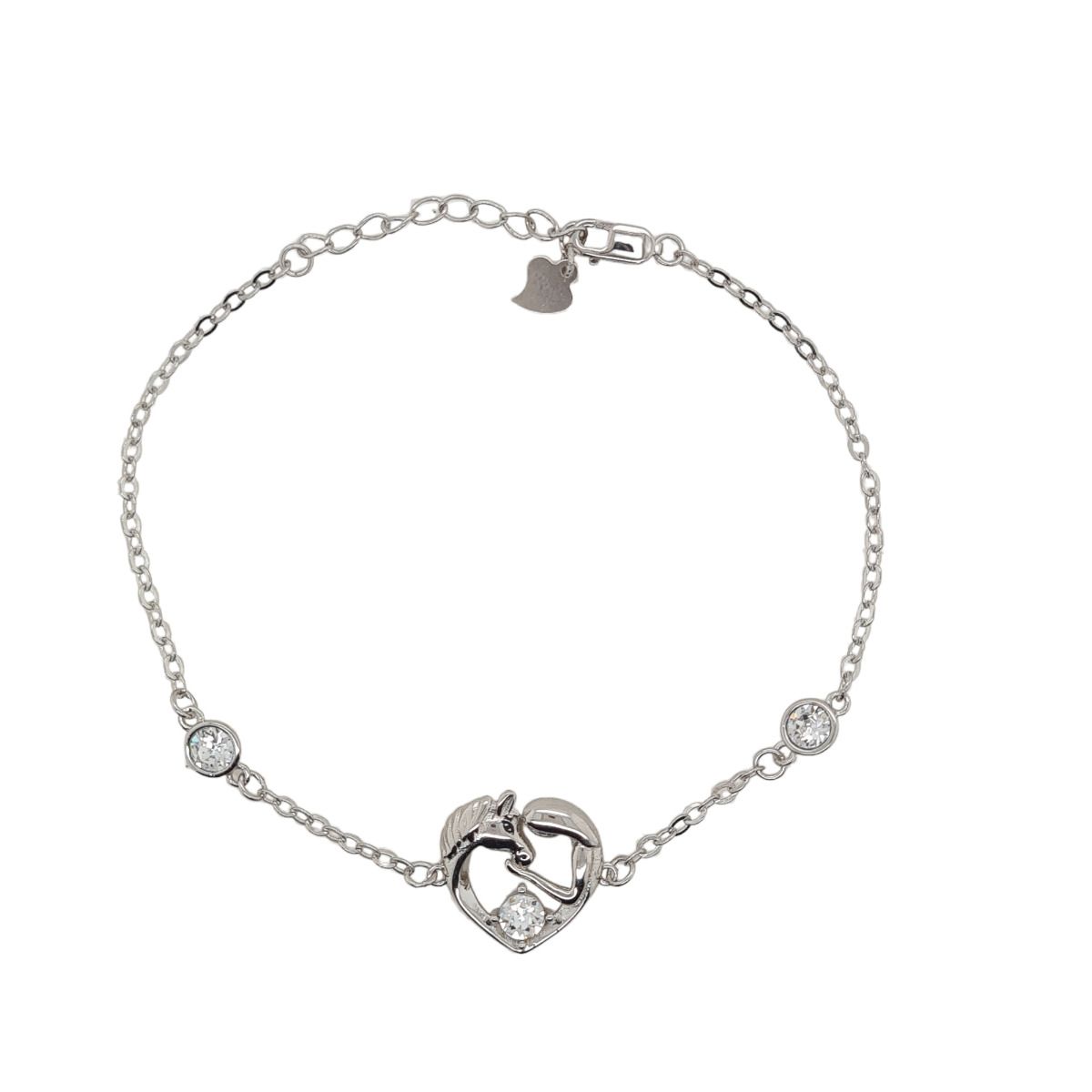 BRACELET S/S & CZ HORSE IN HRT