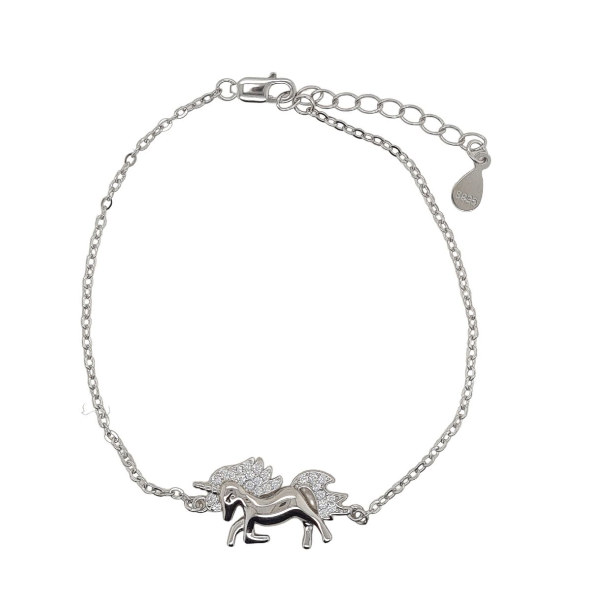 BRACELET S/S & CZ UNICORN 17CM