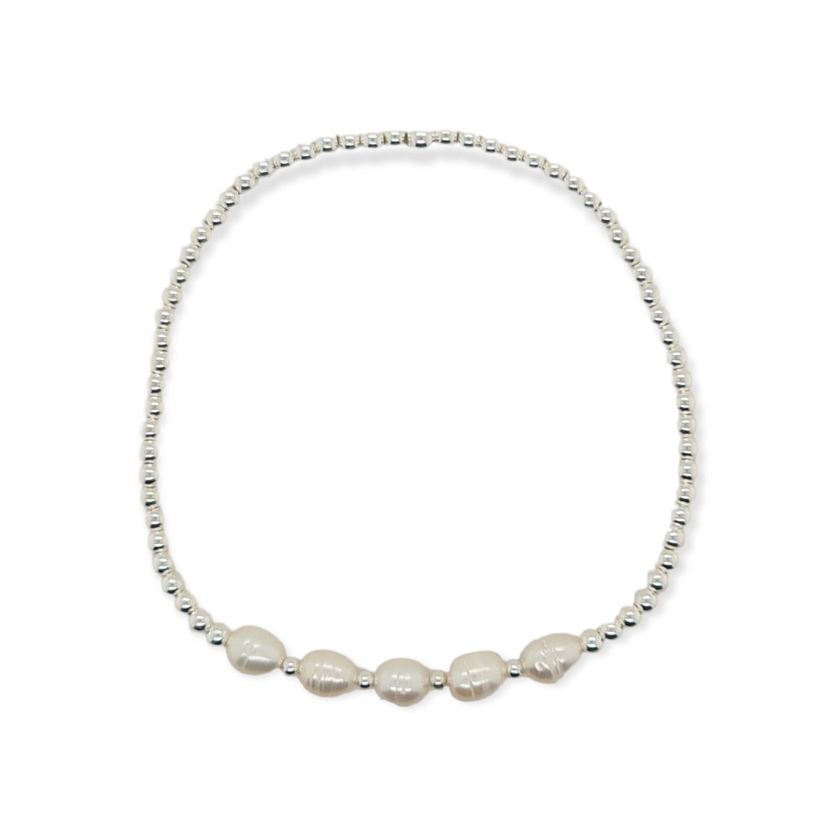 BRACELET S/S & PEARL STRETCH