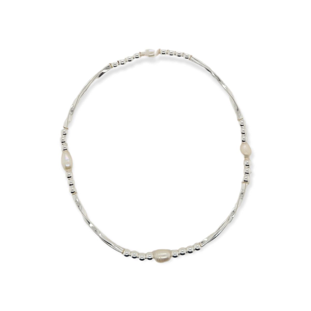 BRACELET S/S & PEARL STRETCH