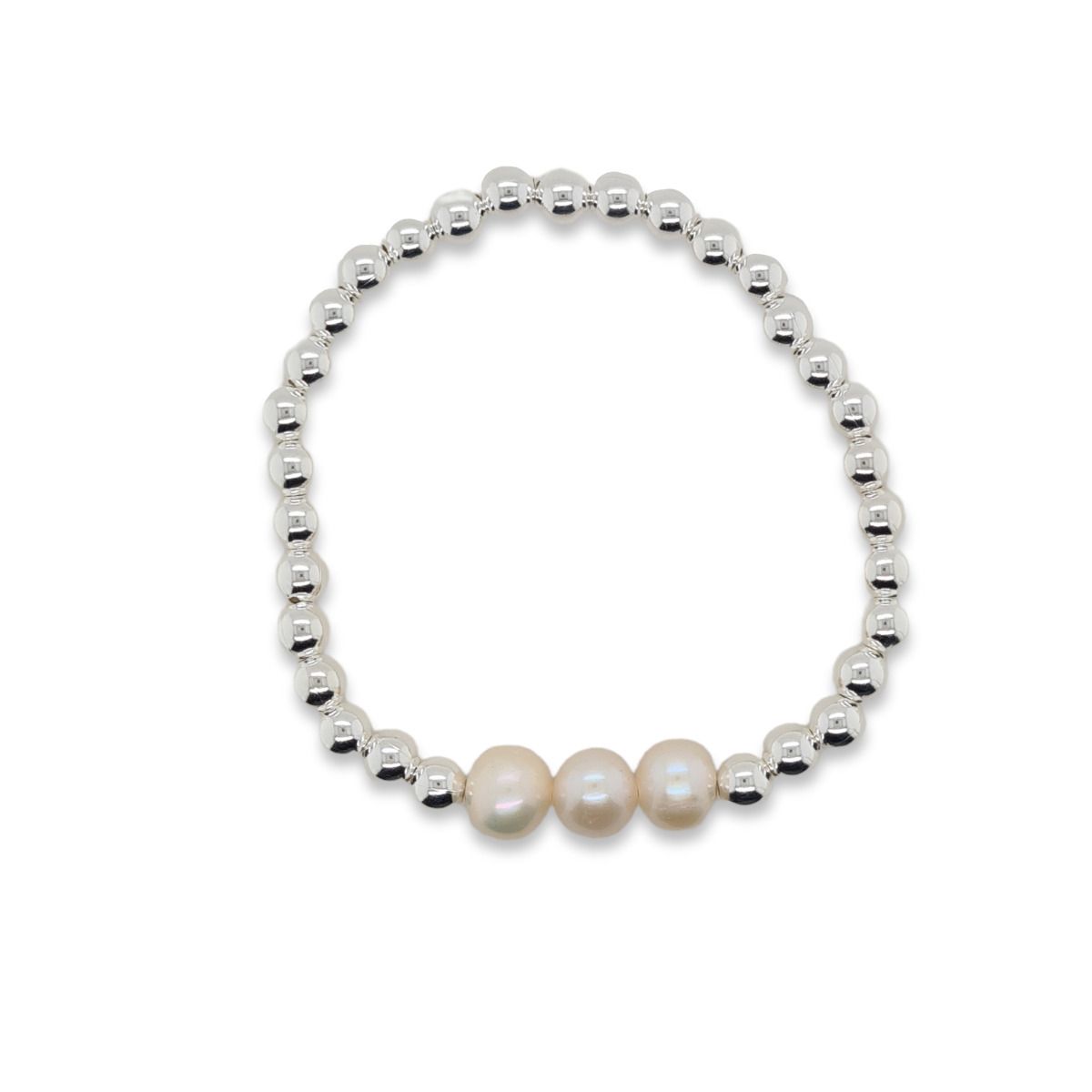 BRACELET S/S & PEARL STRETCH