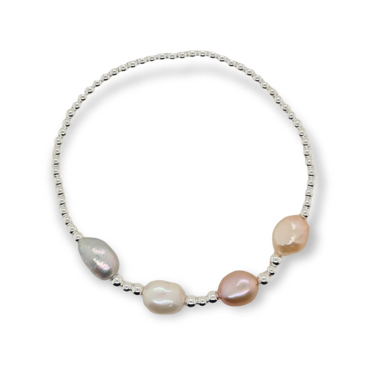 BRACELET S/S & PEARL STRETCH