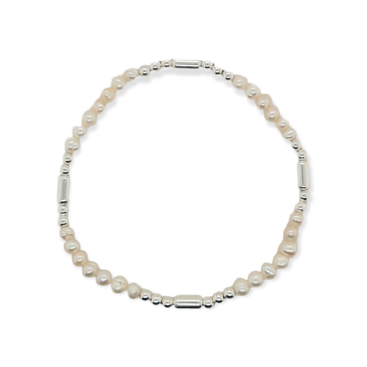 BRACELET S/S & PEARL STRETCH