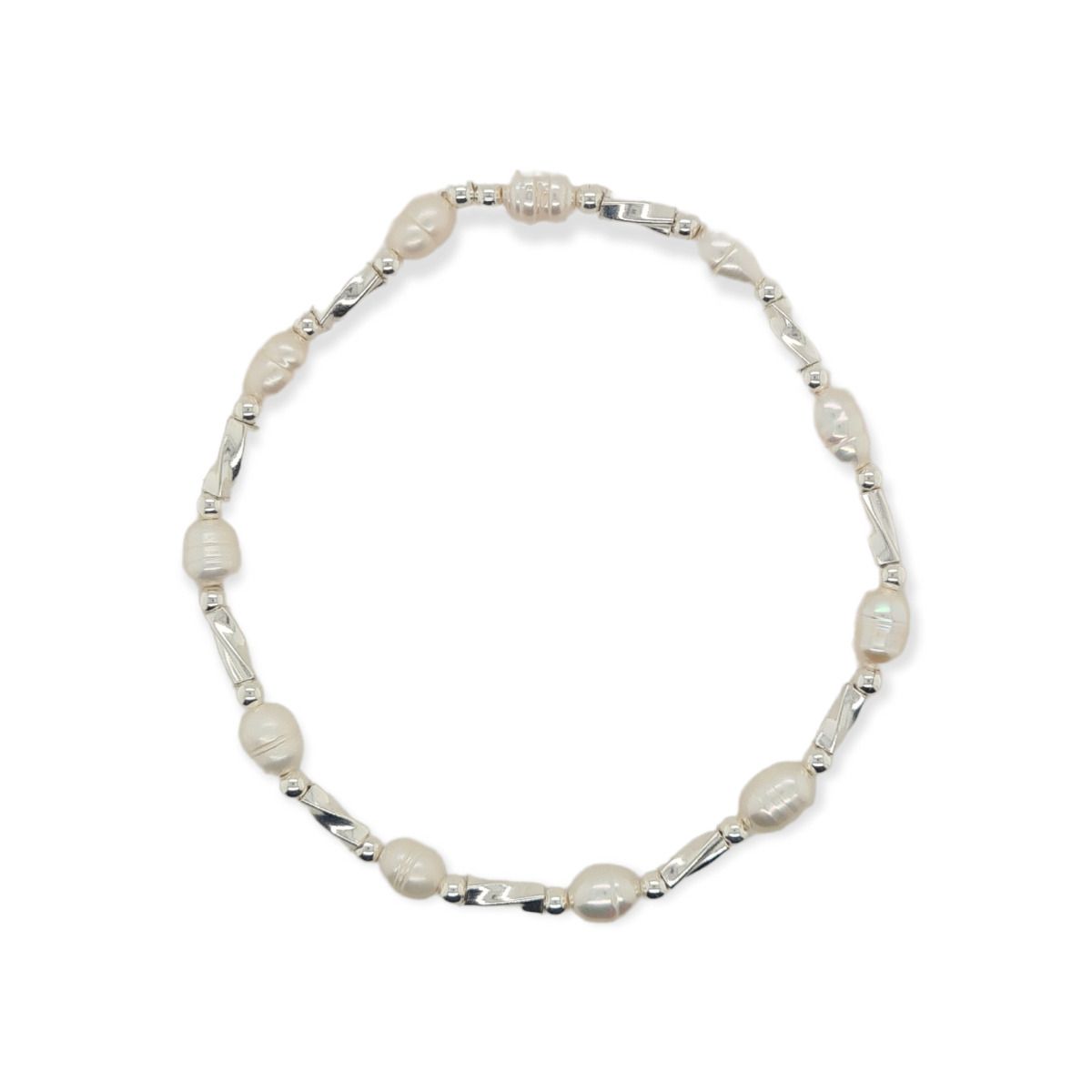 BRACELET S/S & PEARL STRETCH