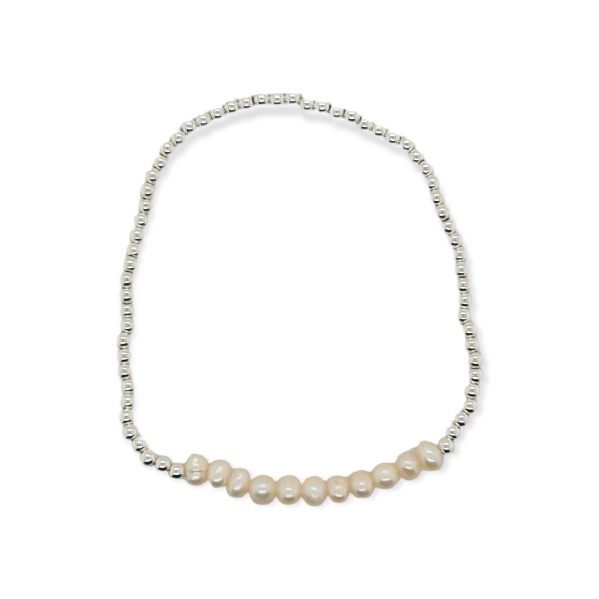 BRACELET S/S & PEARL STRETCH