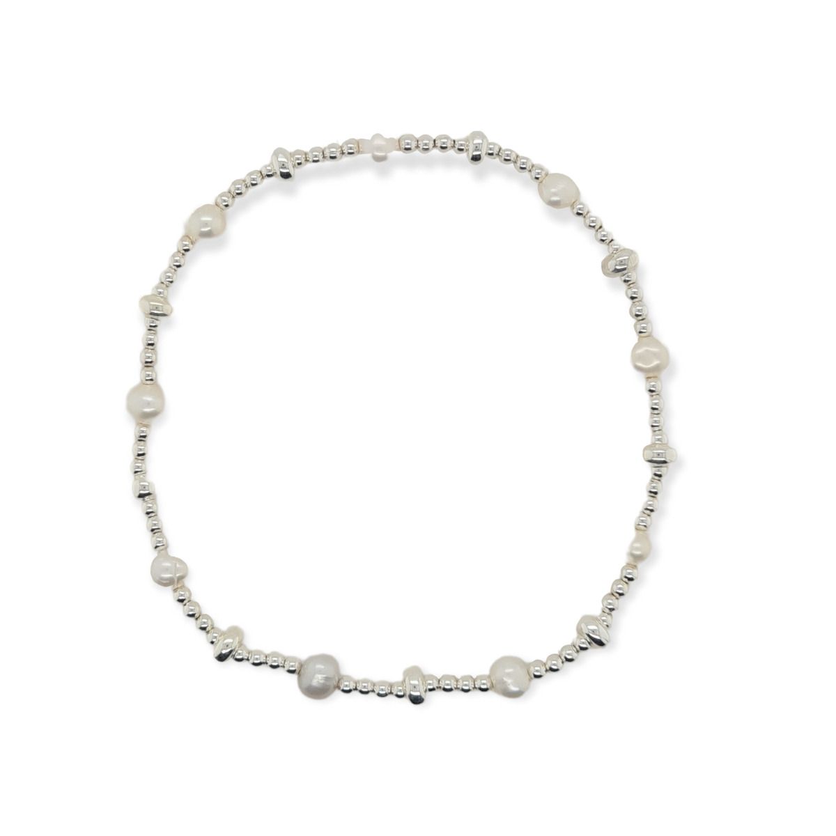 BRACELET S/S & PEARL STRETCH