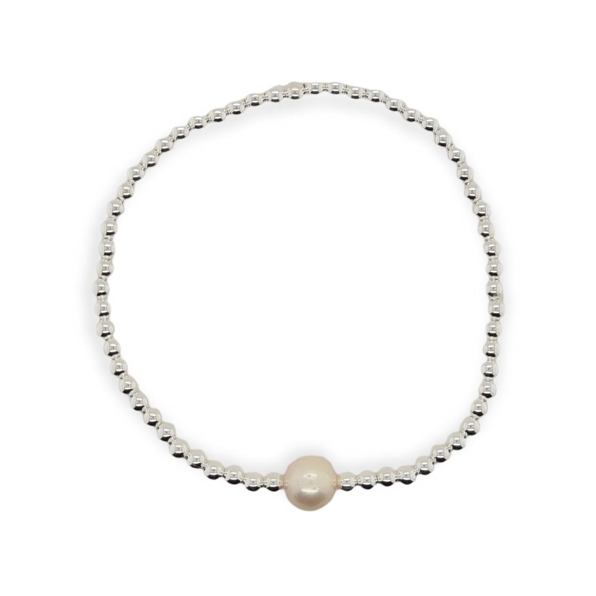 BRACELET S/S STRETCH 1 PEARL