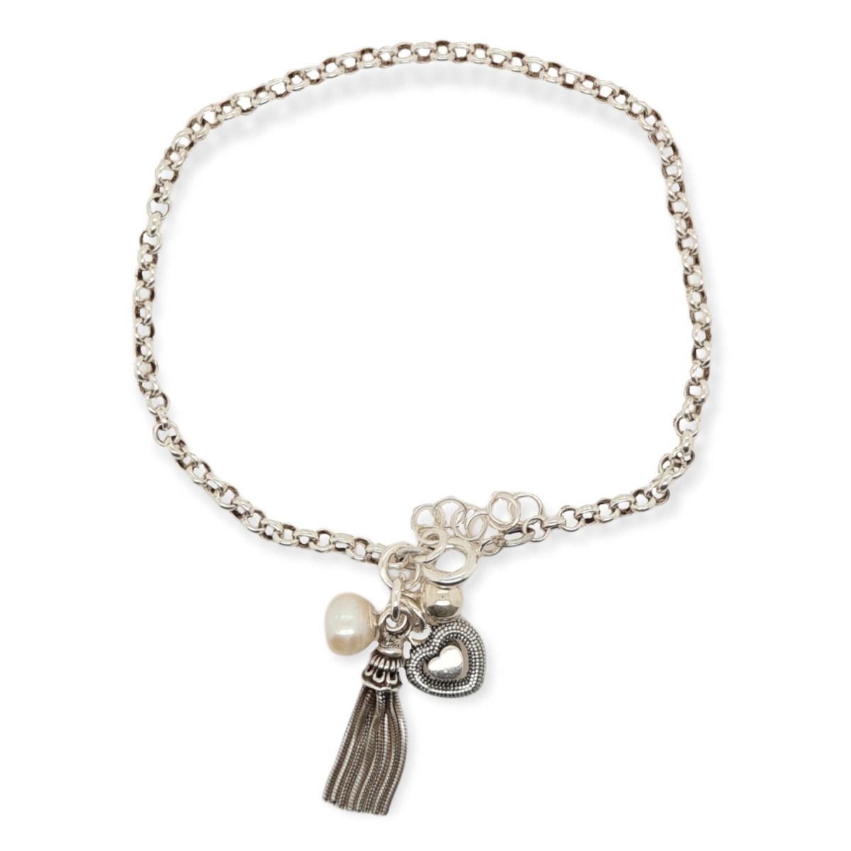 BRACELET S/S TASSELS & PEARL