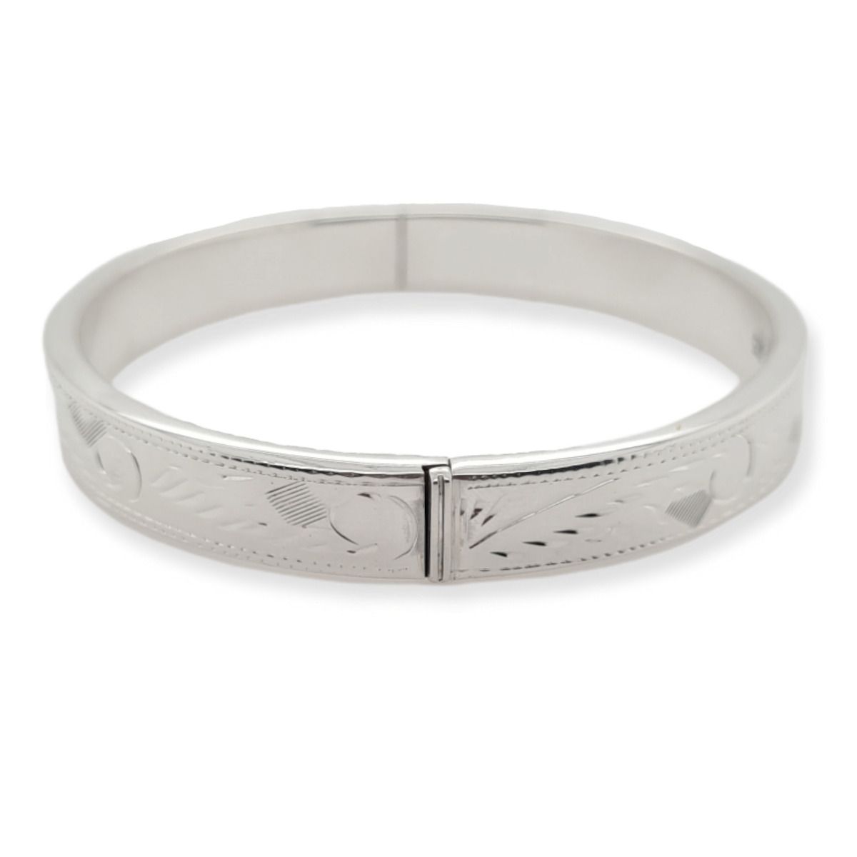 BANGLE S/S 9mm FLAT ENGRAVED