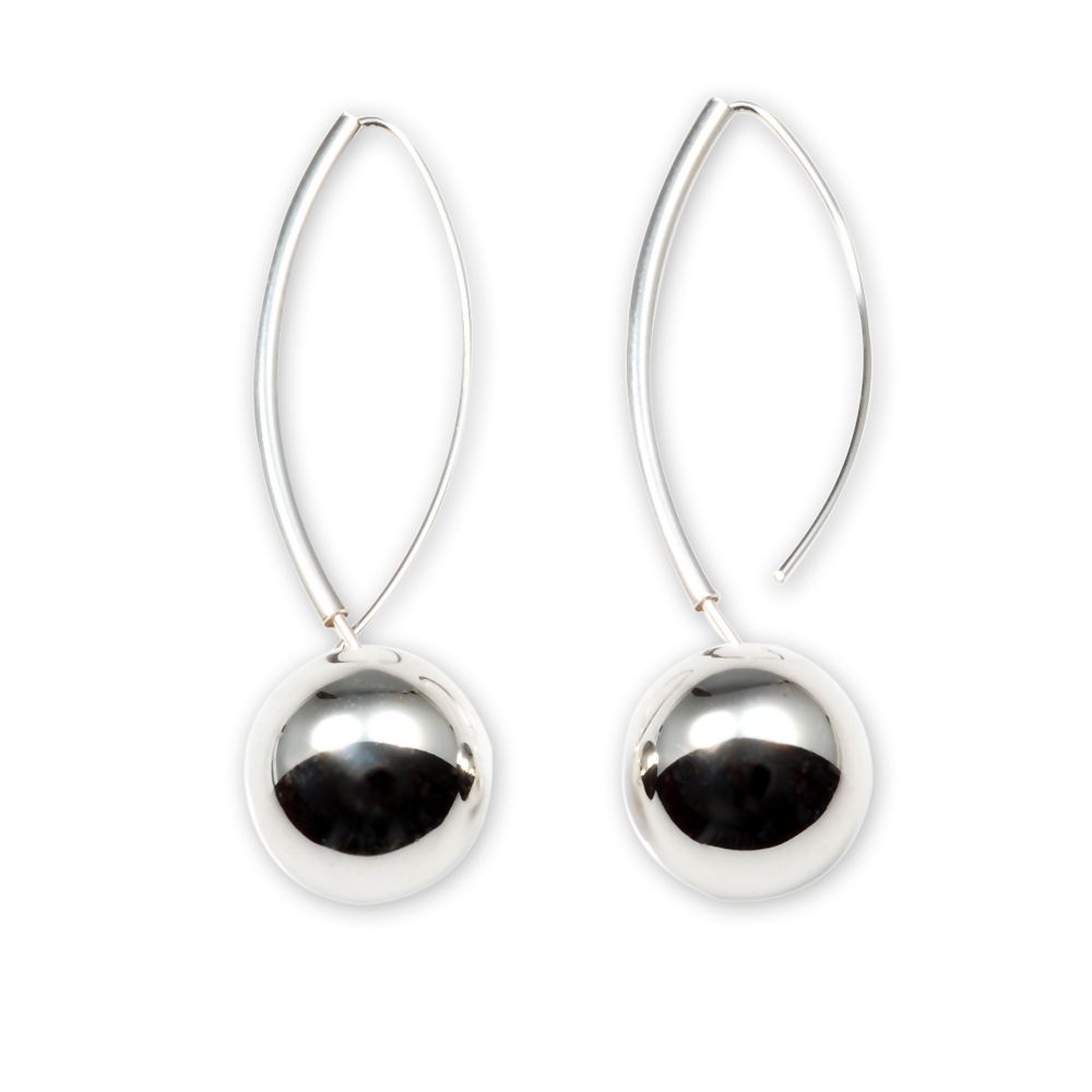 EARRINGS S/S  14mm BALL  LONG
