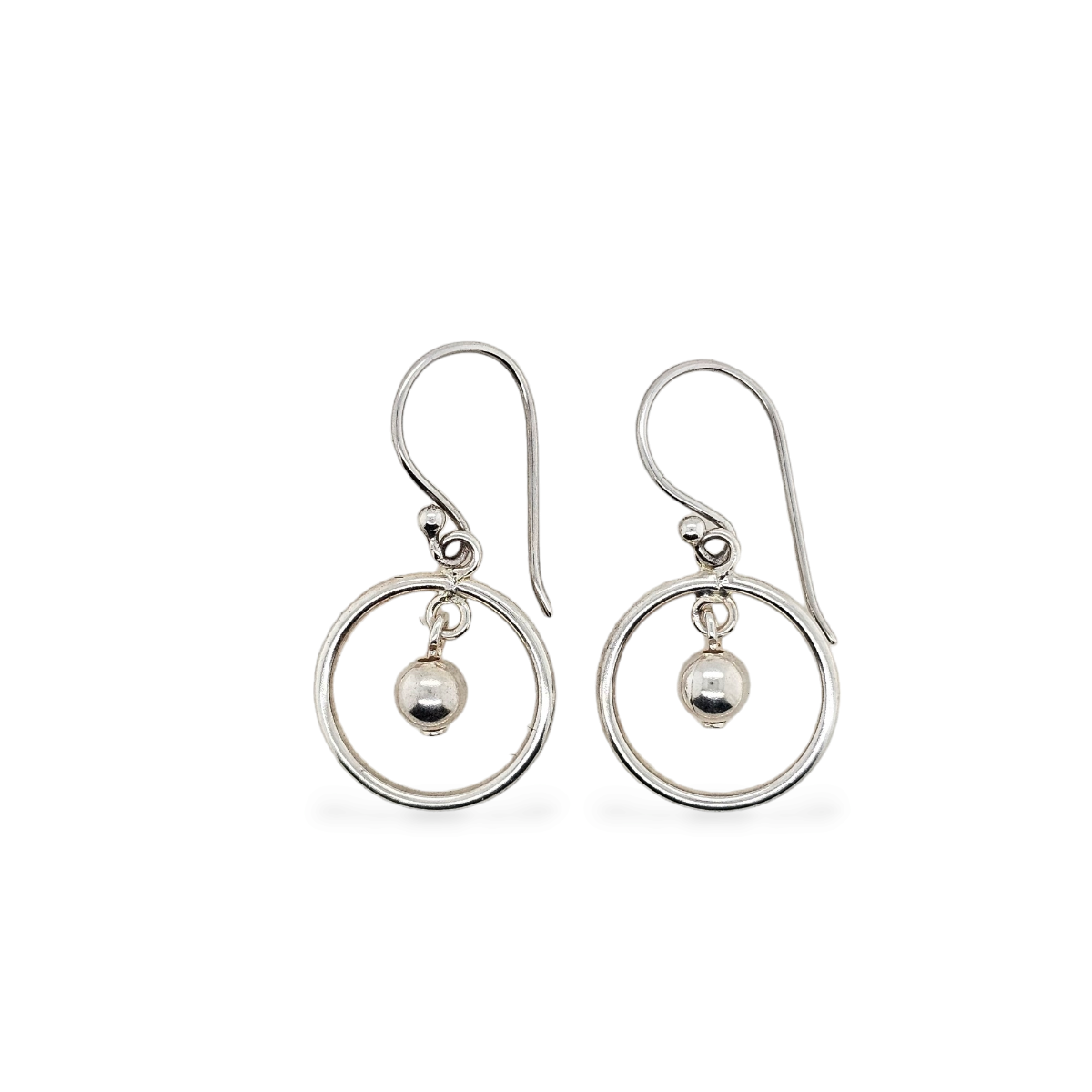 EARRINGS S/S BALL IN CIRCLE