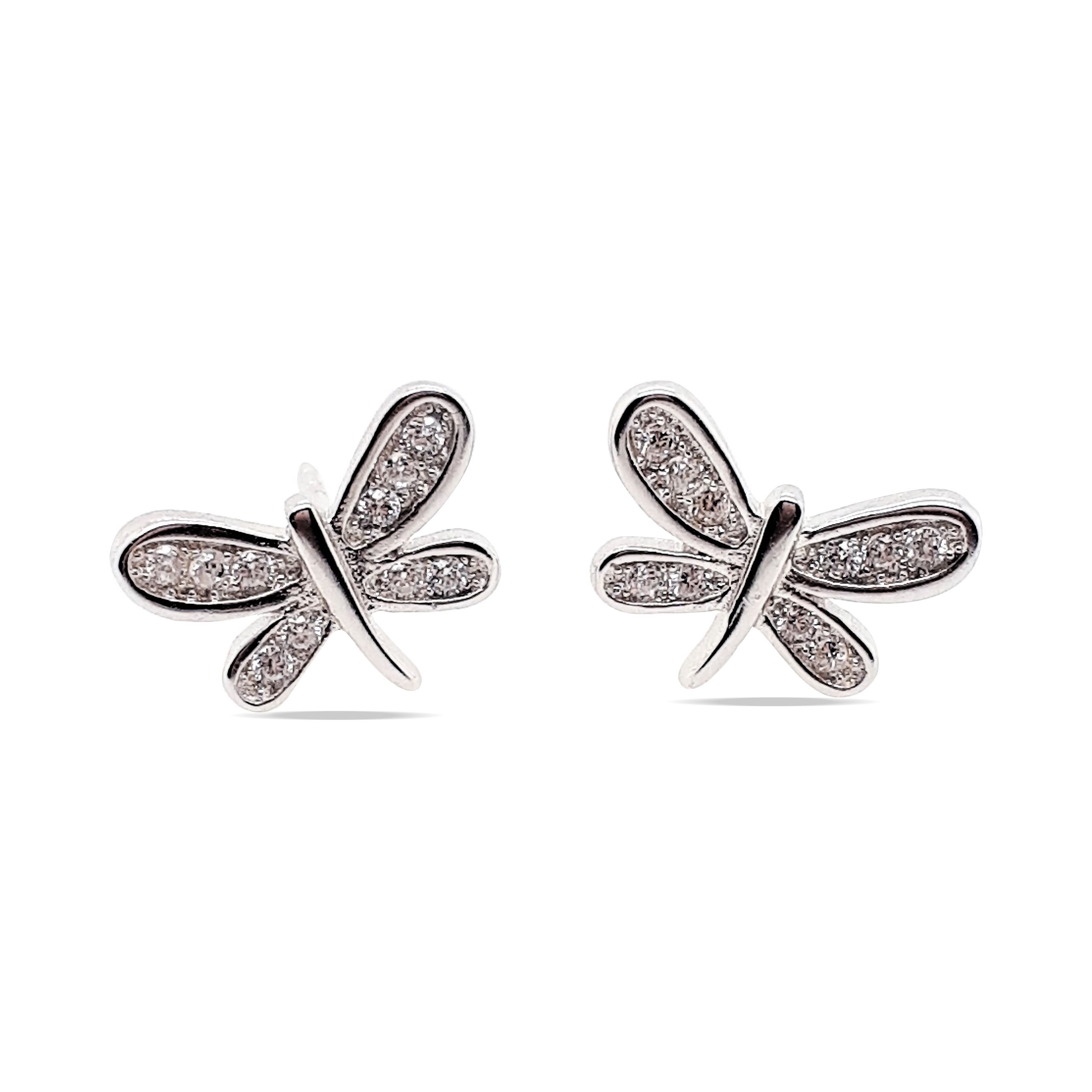 EARRINGS S/S CZ MED BUTTERFLY