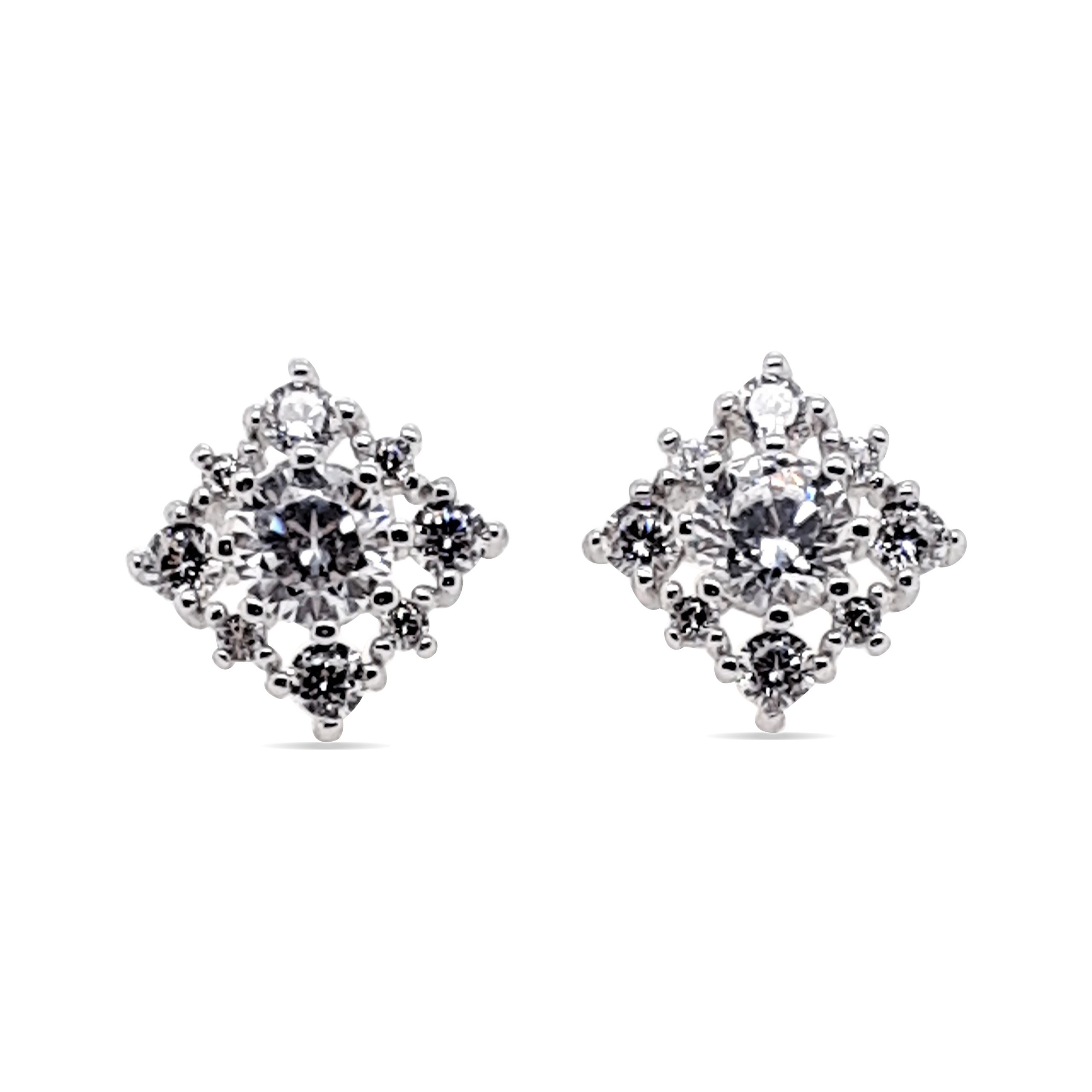 EARRINGS S/S CZ SQUARE DIA