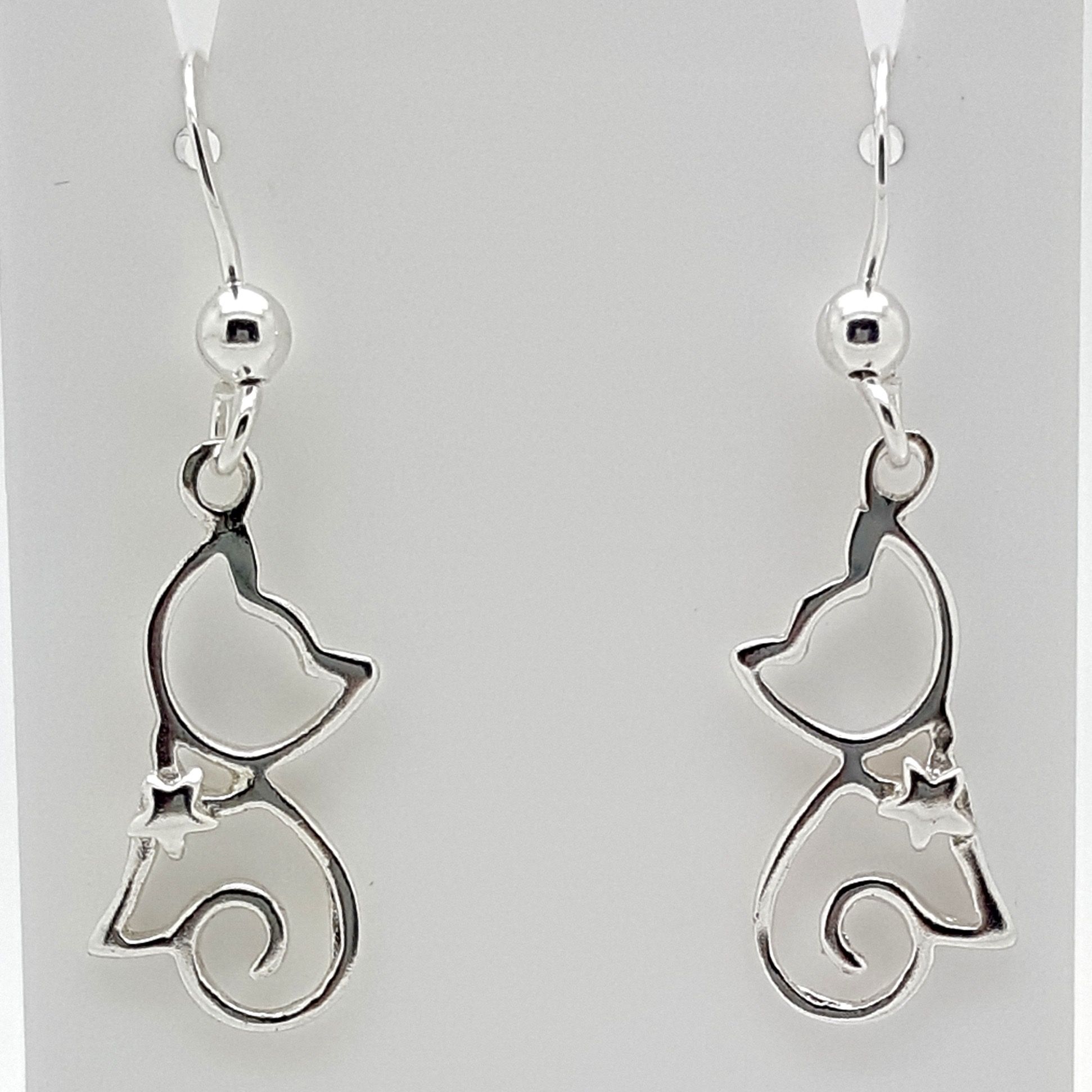 EARRINGS S/S STAR CAT