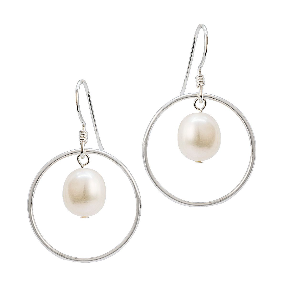 EARRINGS DROP CIRCLE PEARLS