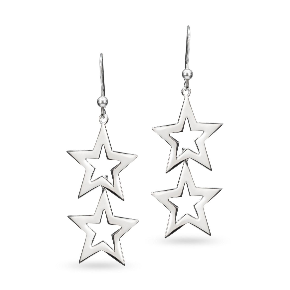 EARRINGS S/S DBL STAR DROP