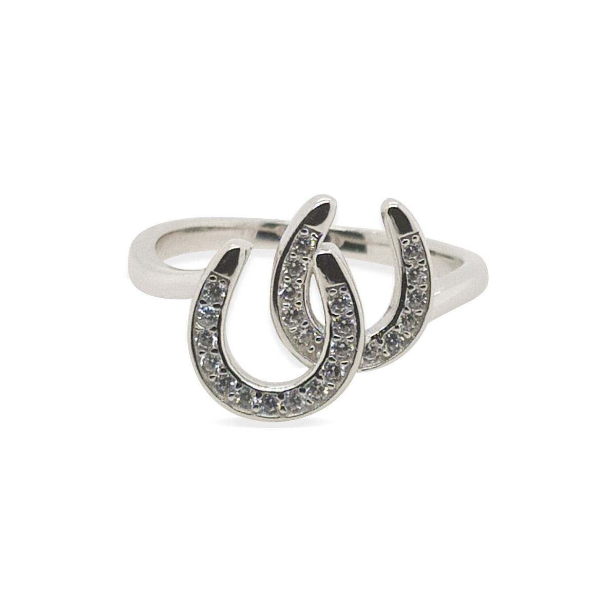 RING S/S & CZ DOUBLE HORSESHOE