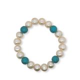 BRACELET PEARL & TURQ STRETCH