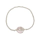 BRACELET S/S & FW COIN PEARL