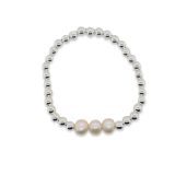 BRACELET S/S & PEARL STRETCH