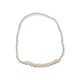 BRACELET S/S & PEARL STRETCH