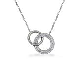 NECKLACE S/S & CZ DBL CIRCLES