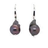 EARRINGS S/S BAROQUE PEARL BLK