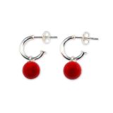 EARRINGS S/S HUGGIES RED CORAL