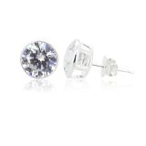 EARRINGS S/S & 7mm CZ RUBOVER