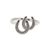 RING S/S & CZ DBL HORSESHOE -7