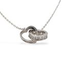 NECKLACE S/S DBL HEART & CZ ST