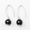 EARRINGS S/S BLACK AGATE FACET