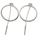 EARRINGS S/S CIRCLE BAR CHAIN