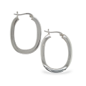 EARRINGS S/S SQ EDGE OVAL HOOP