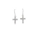 EARRINGS S/S & CZ SET CROSS