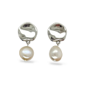 EARRINGS S/S DISC & PEARL