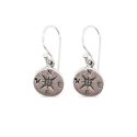 EARRINGS S/S FLAT RND COMPASS