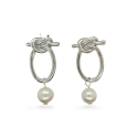 EARRINGS S/S OVAL KNOT PEARL