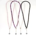 NECKLACE S/S ROSE QUARTZ 45CM