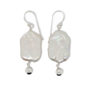 EARRING S/S & RECT PEARL