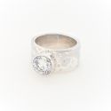 RING S/S H/M RND CZ HAMMERED