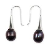 EARRING S/S F/W PEARL BLK LONG