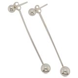 EARRINGS S/S 6+8mm LONG BAR