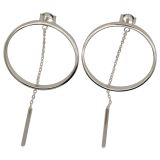 EARRINGS S/S CIRCLE BAR CHAIN