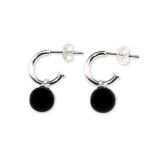 EARRINGS S/S HUGGIES BLACK AGT