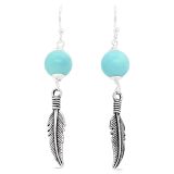 EARRINGS S/S TURQUOISE FEATHER