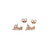 STUDS S/S RGP LOVE + CRYSTAL